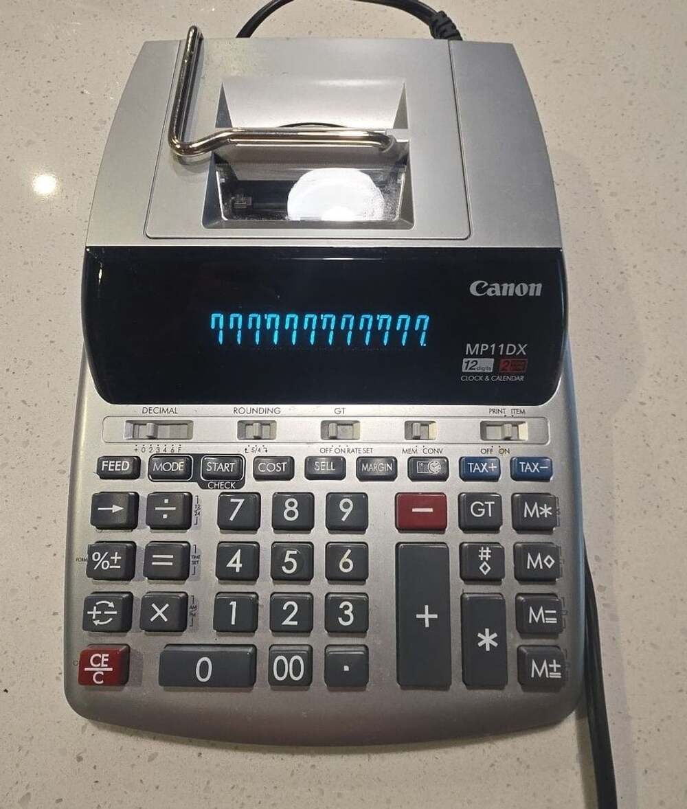 Canon MP11DX-2 12-Digit Printing Calculator with Clock & Calendar